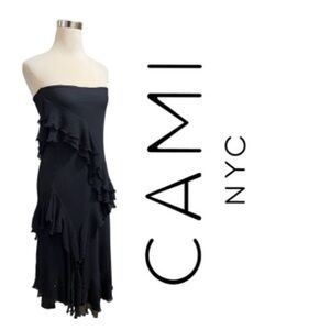 Cami NYC Strapless Black Dress with Ruffles